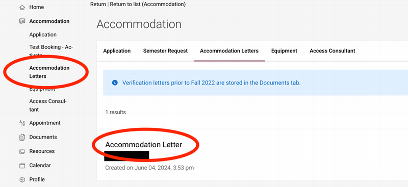 A screenshot shows Verification Letter Tab. Click Verification Letter link to download the document. 