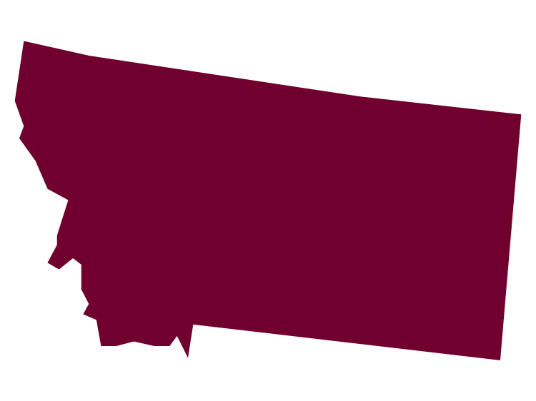 maroon colored icon of state of montana