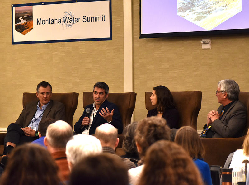 Panelists at the Montana Water Summit in Helena, MT, March 7, 2018. From the left: Leon Szeptycki, Marco Maneta, Patty Gude, John Tubbs. Courtesy of Nicky Ouellet, Montana Public Radio