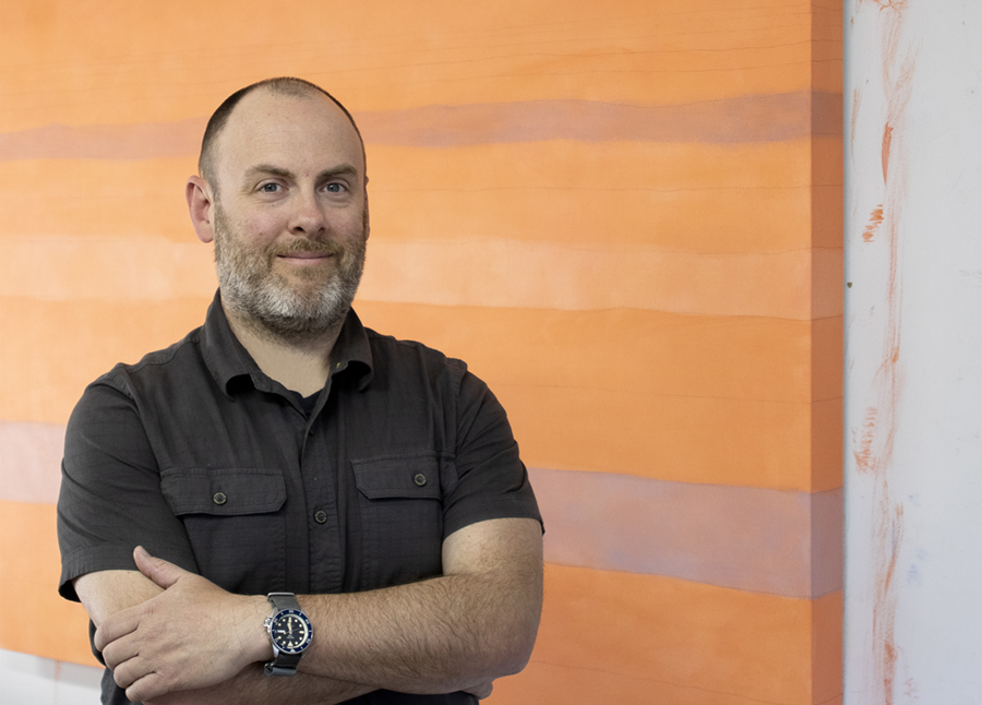 Geoff Stocking with his painting.