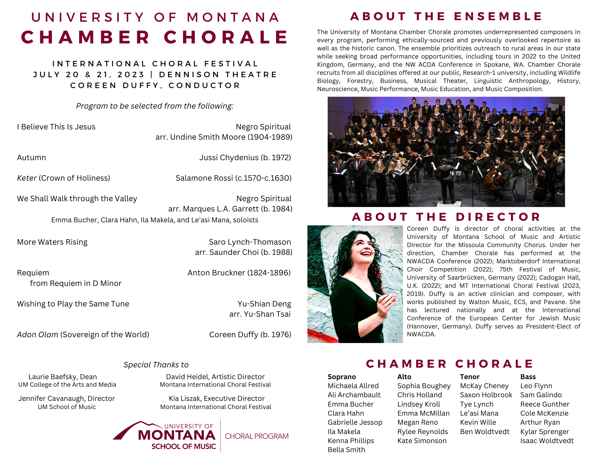 chamber chorale brochure 