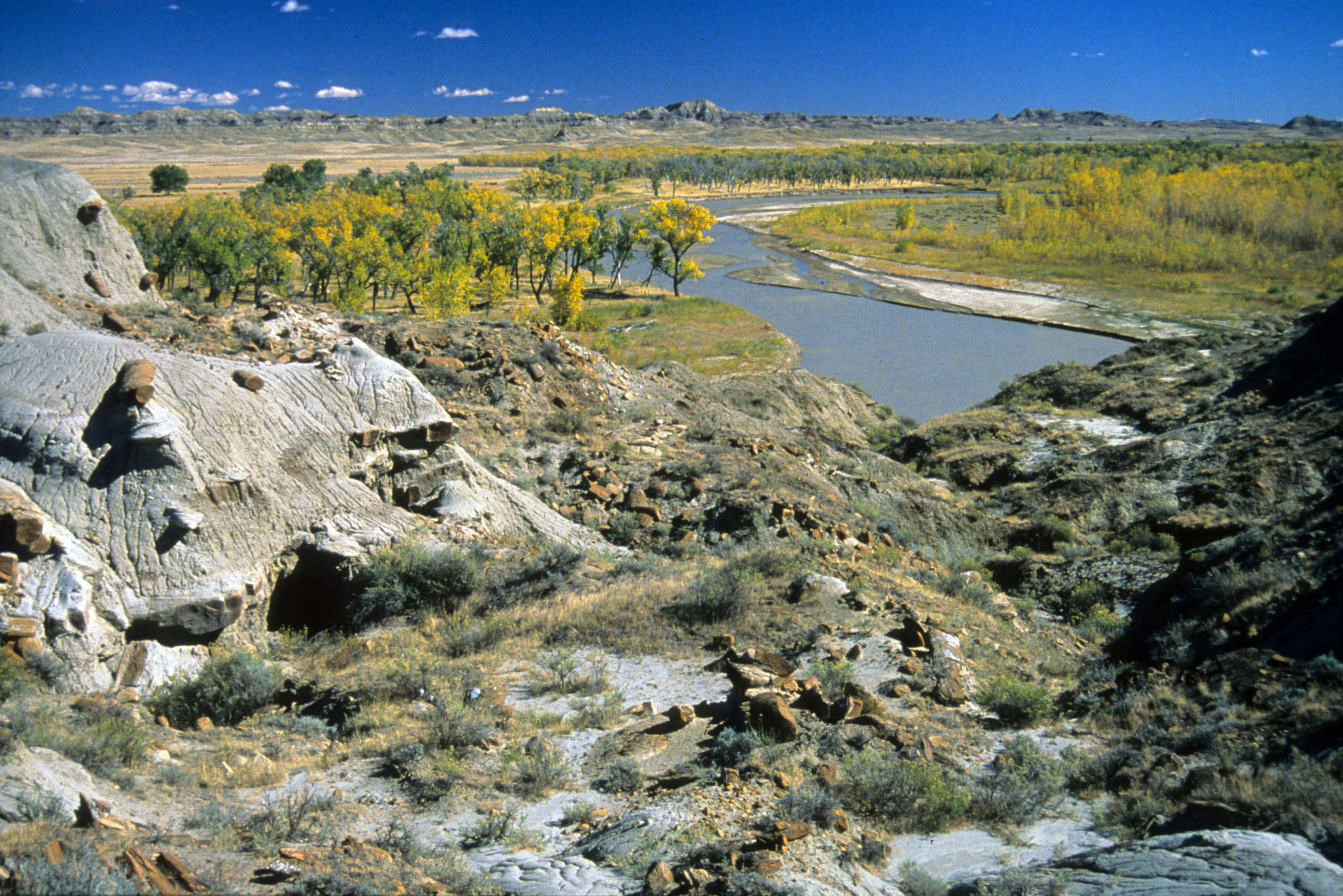 The Powder River meanders through remote prairie lands southeast of Miles City