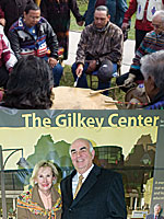 (Top) A groundbreaking ceremony for the new Native American Center. (Bottom) Harold and Priscilla Gilkey.