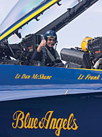 President Dennison ready for his flight aboard a Blue Angels jet