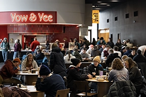 UM students enjoy eating a campus meal The Lodge Dining Center 