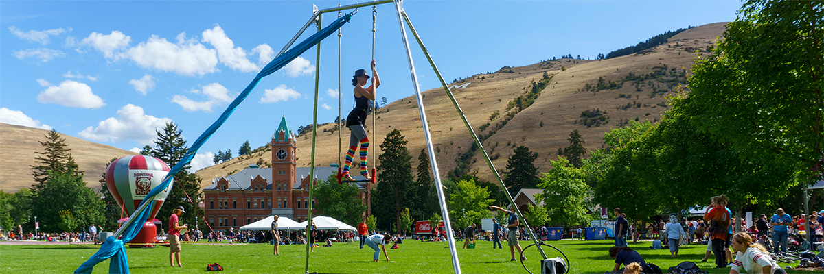 UM Circus Club performing during Welcome Feast on the UM Oval