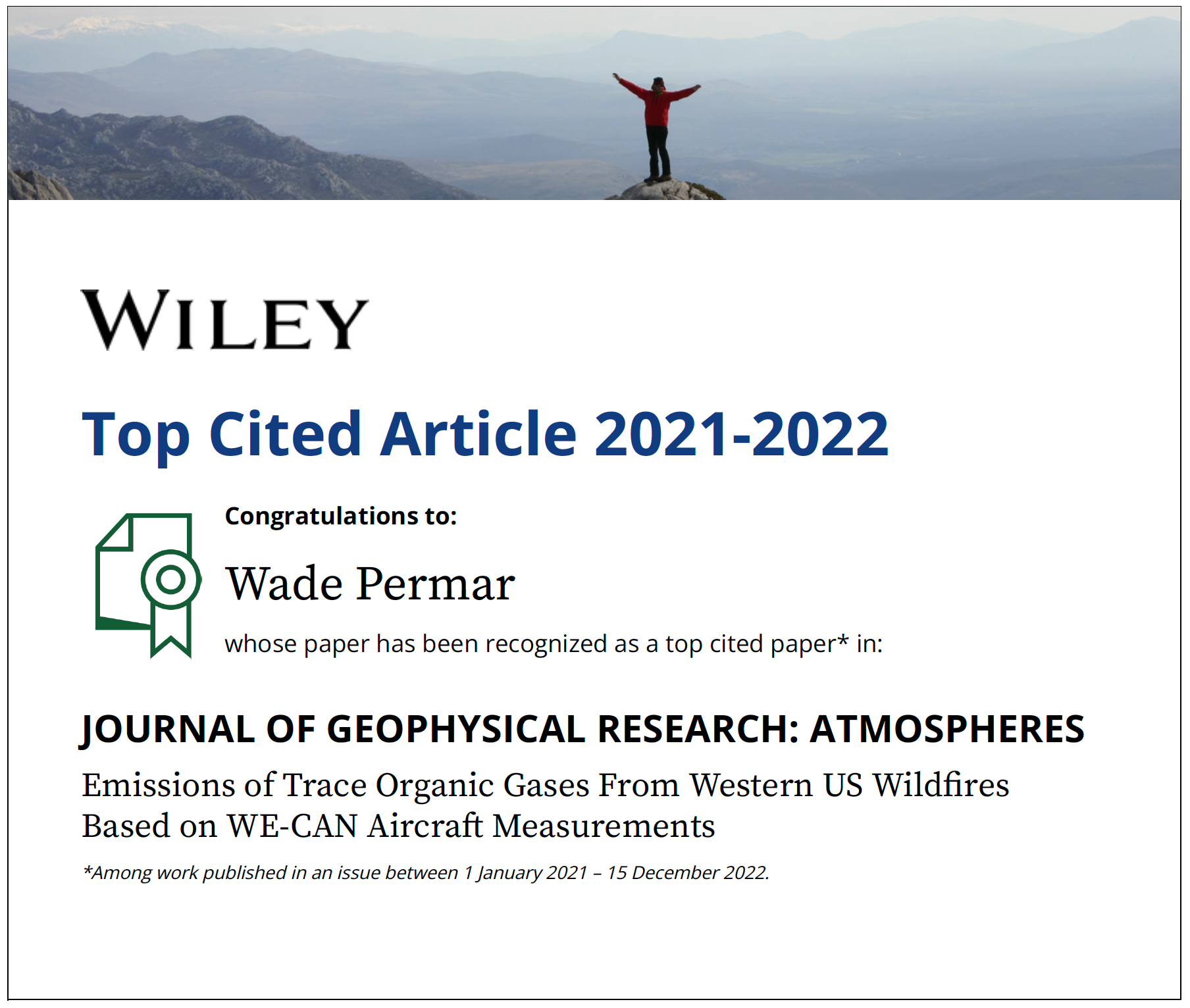 Wade's paper among top cited