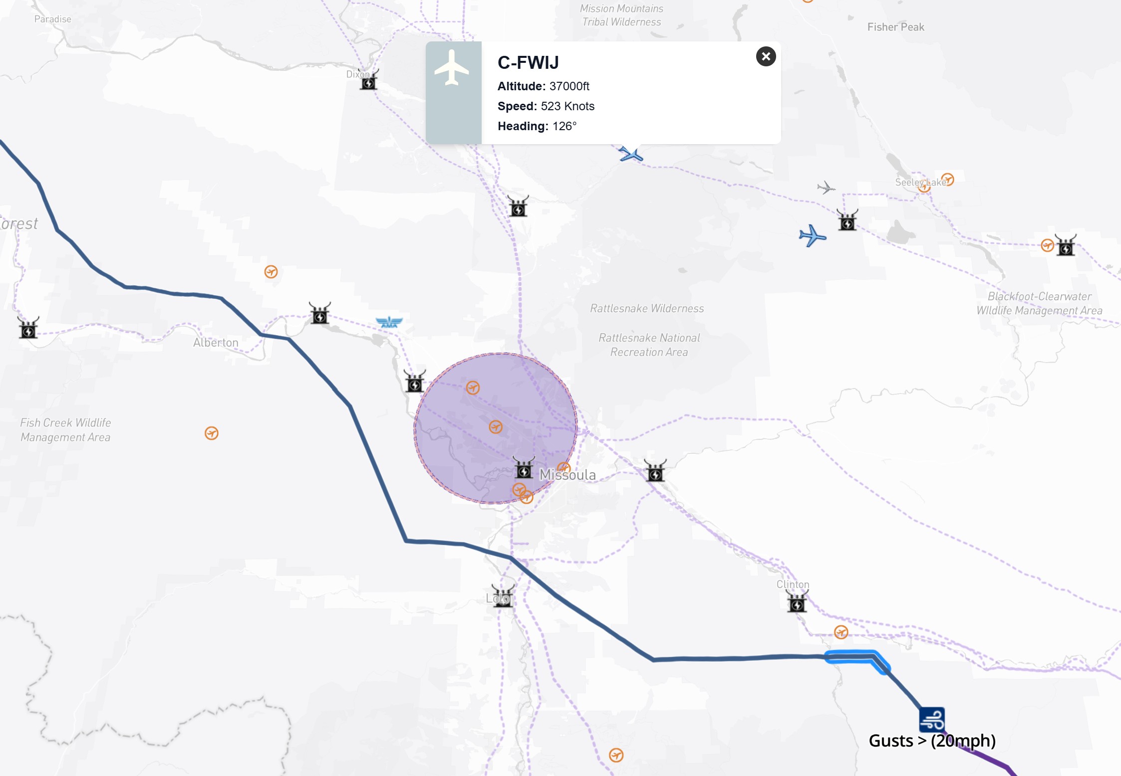 software like airwise showing real-time imagery of aircraft, including drones, in the skies