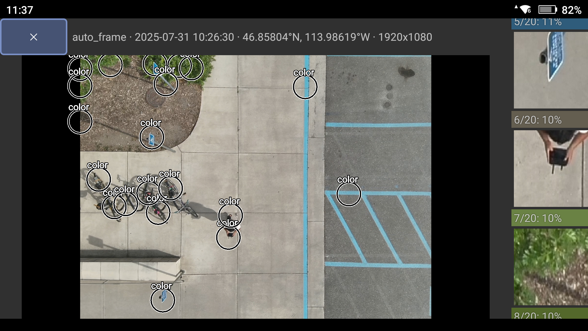 a screenshot of a system called eagle eye search that helps to identify objects viewed through the camera on the drone