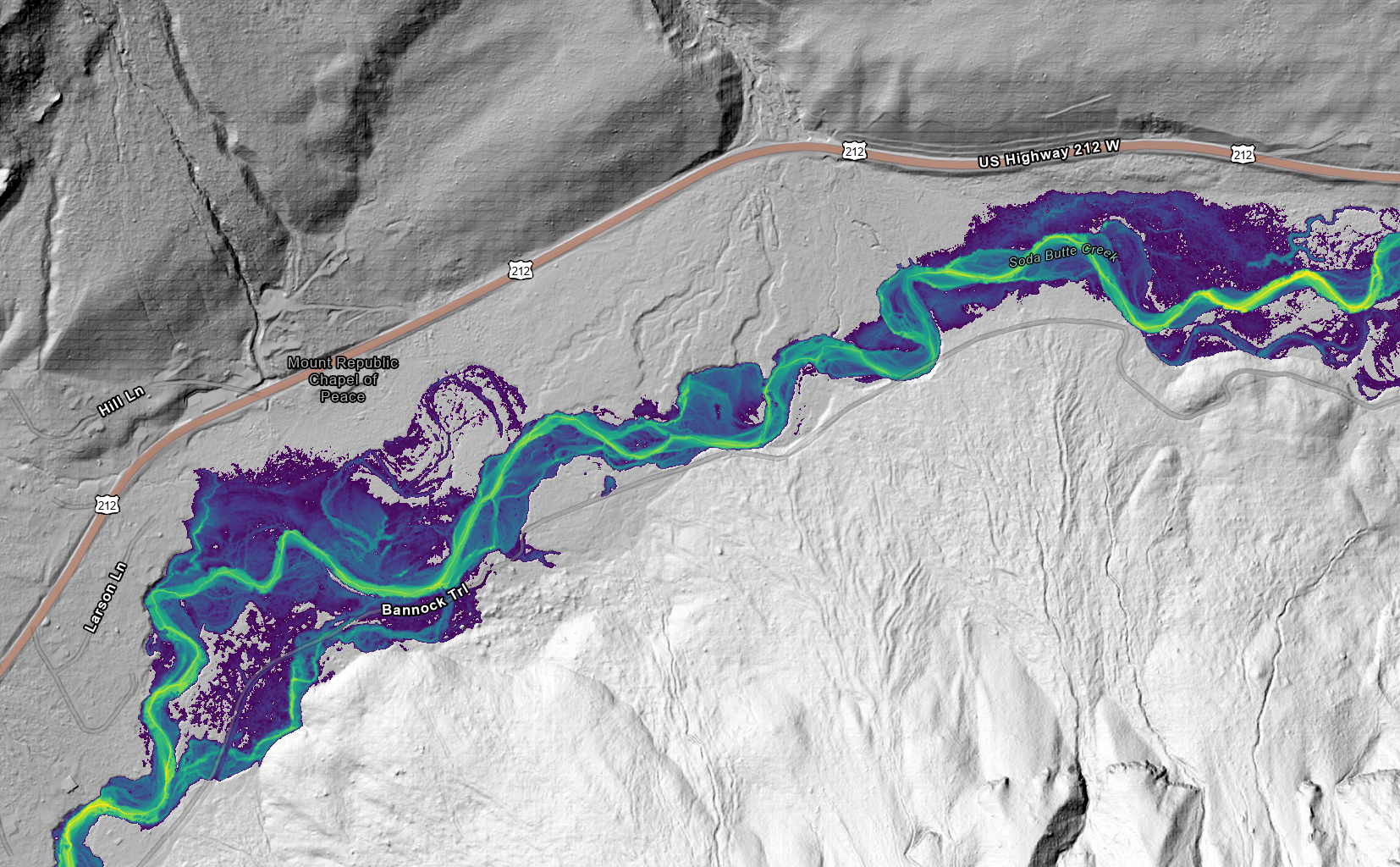 flood model of the Soda Butte Creek