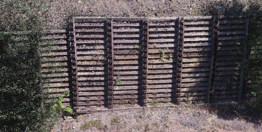 3d point cloud of timber wall generated from drone imagery