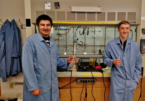 Curtis and Johnny hard at work in the lab