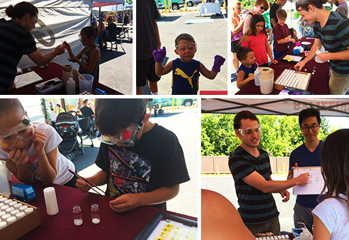 James and Casey teaching kids about science