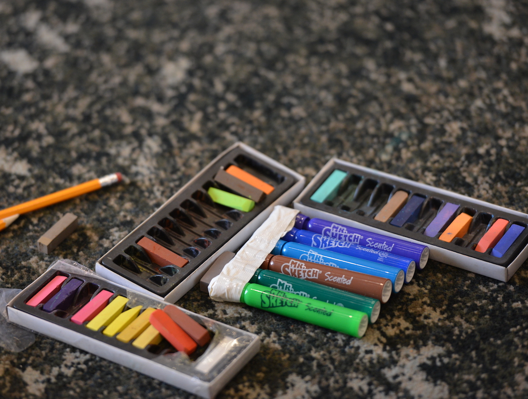 Chalk, crayons, and pencils