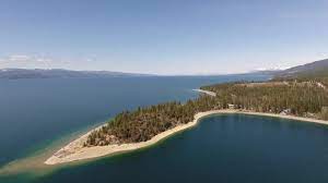 An aerial view of Flathead Lake Biological Station at Yellow Bay.