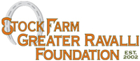Stock Farm Greater Ravalli Foundation logo featuring orange text and upside down horseshoud
