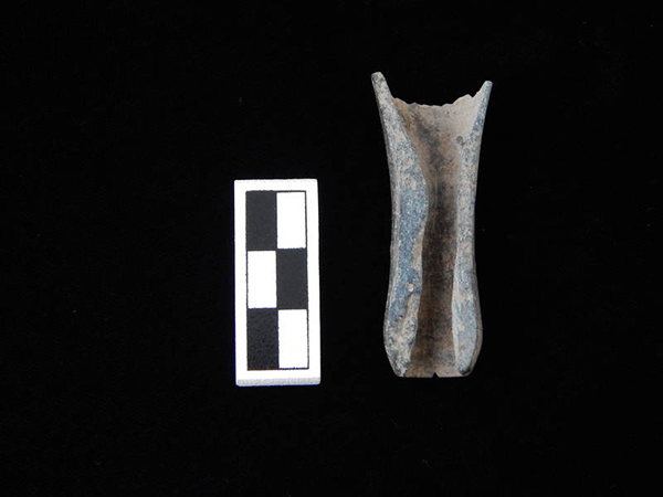 Stone (steatite) tubular pipe with longitudinal split