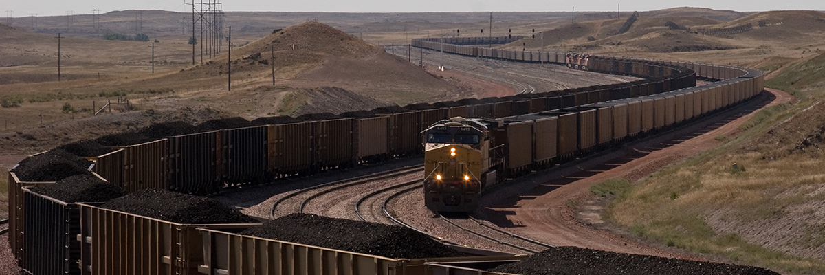 Giant coal trains near North Antelope Rochelle Mine