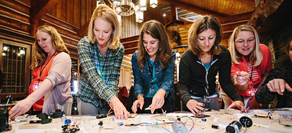 Teachers doing a circuitry activity