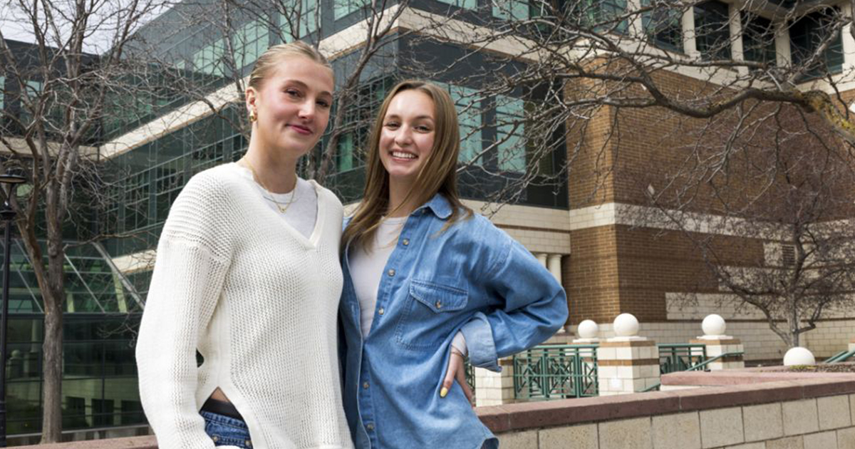 UM students Maya Haugan (left) and Brianna Shirley formed the Women in Business student club to offer networking, mentorship and professional growth for female students. (UM photo by Marley Barboeisel)