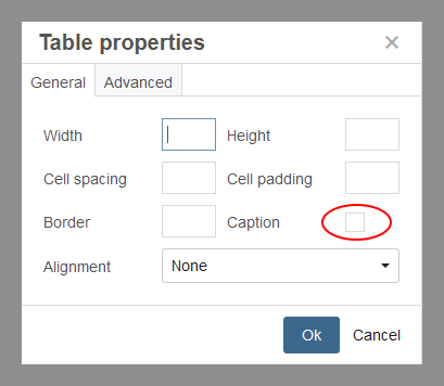Screenshot of General Properties options