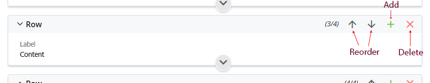 Screenshot of Cascade Row controls