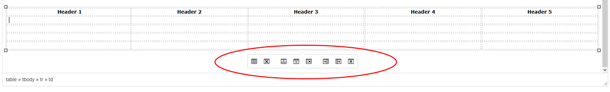 Screenshot of Table formatting options