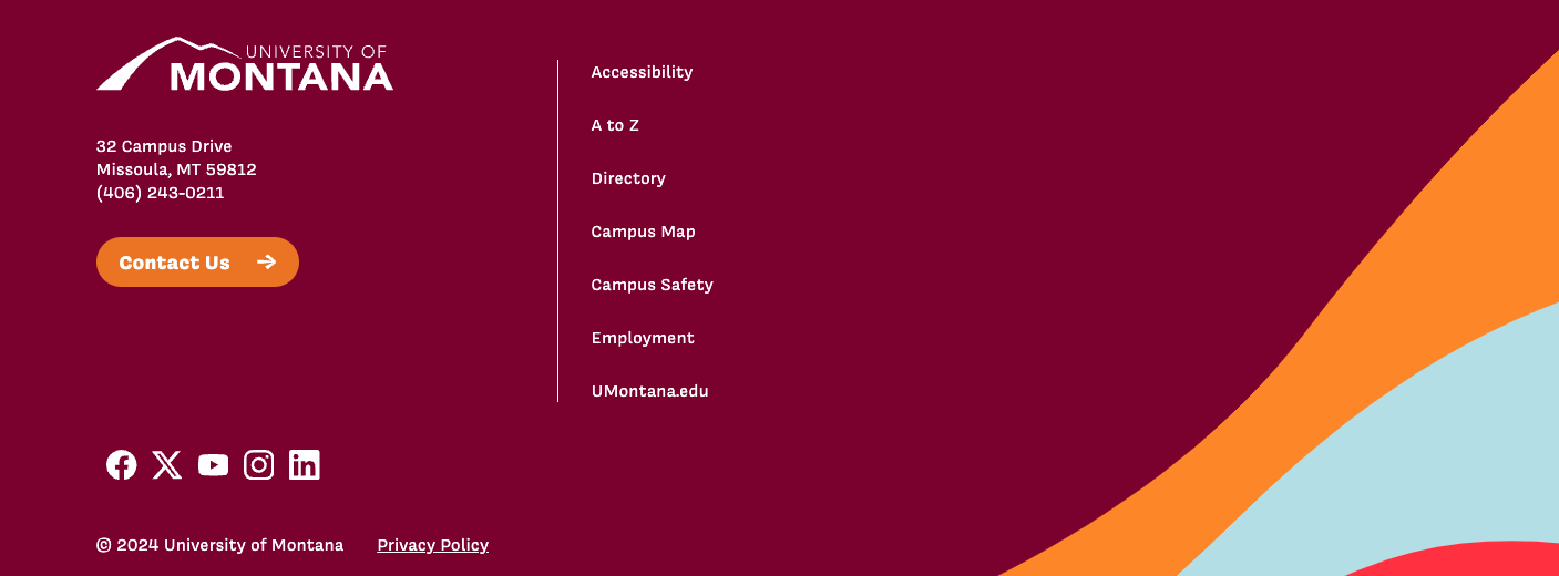 Screenshot of University of Montana footer