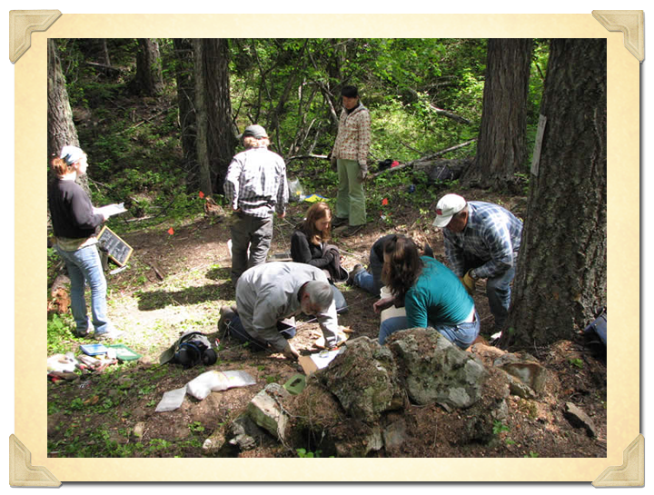 Crews Excavating at a rock hearth in China Gulch