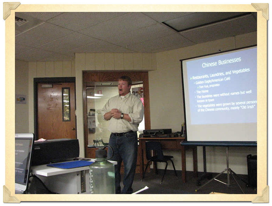 Justin Moschelle at a Public Meeting in Big Timber regarding the Chinese Community