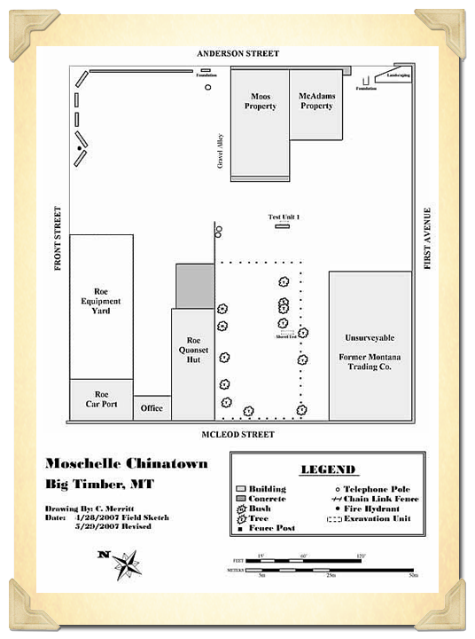 Modern Day Big Timber Chinatown Site Map.