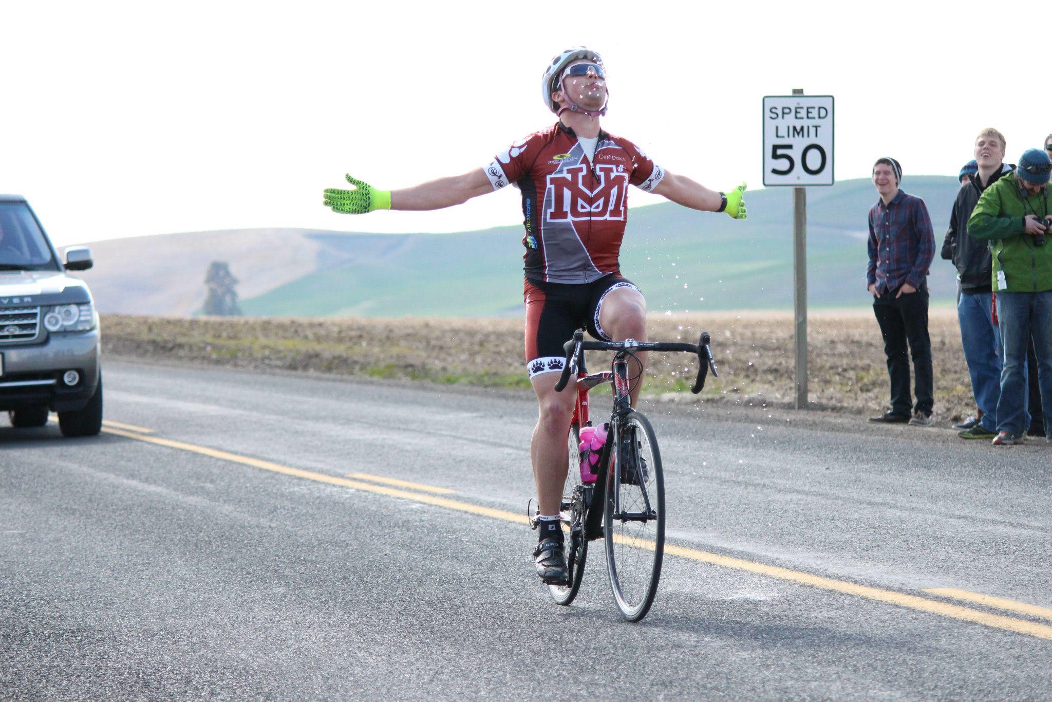Cycler Crossing Finish Line