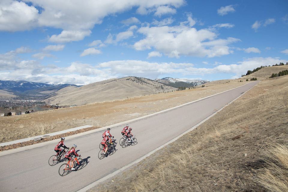 cycling team on training ride