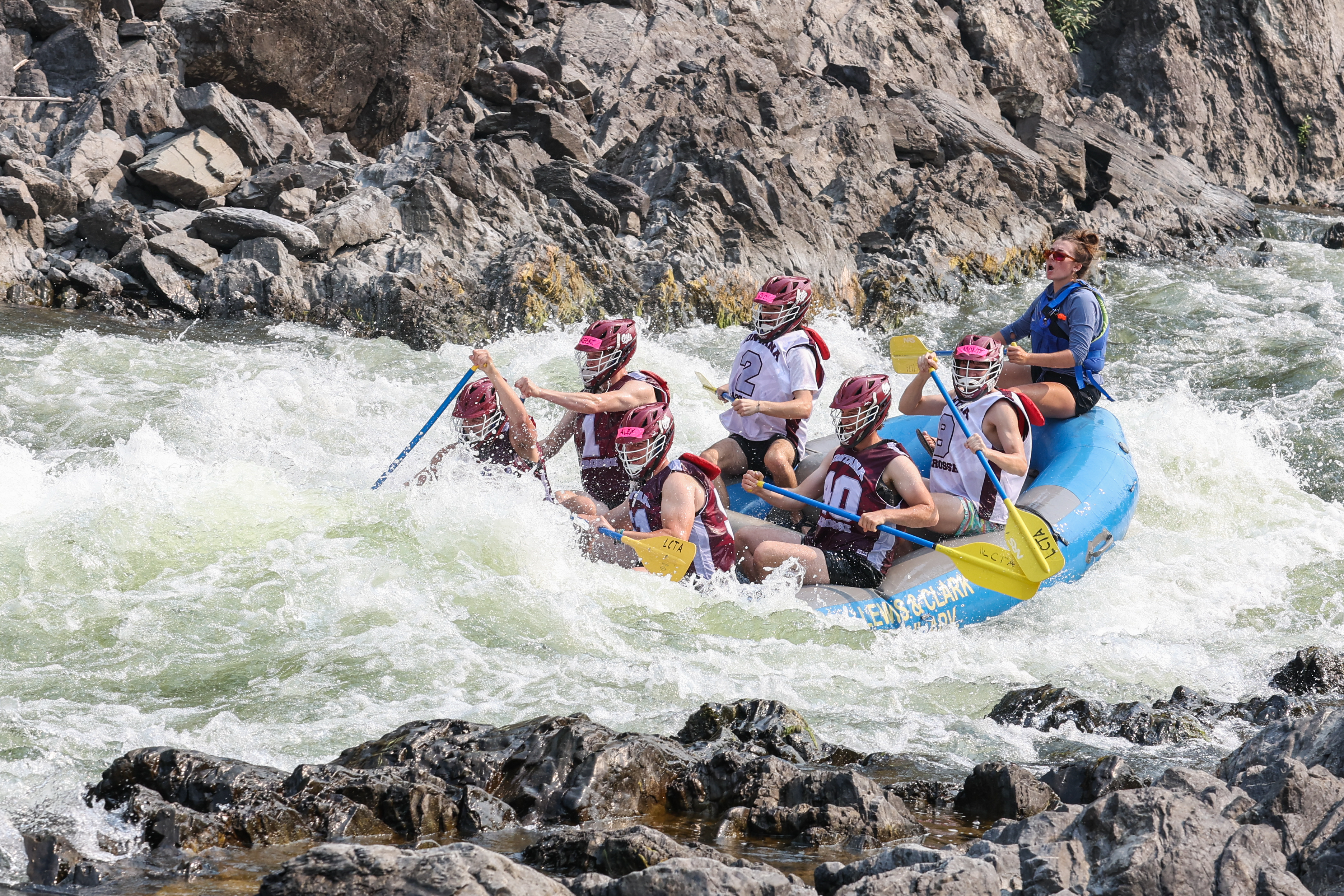 Griz Lacrosse Players Rafting
