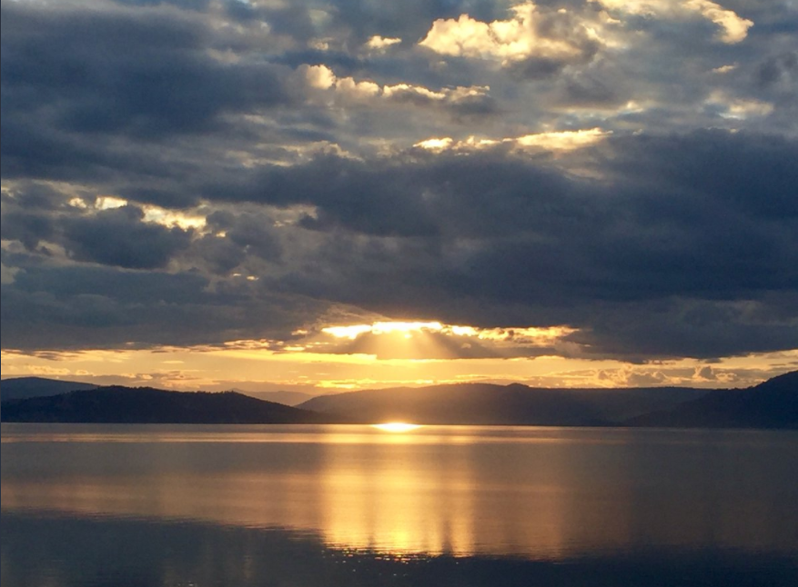 View of Flathead Lake from cabins and kitchen/dining area