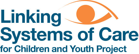 Linking Systems of Care for Children and Youth Project logo with an orange abstract eye and person icon.
