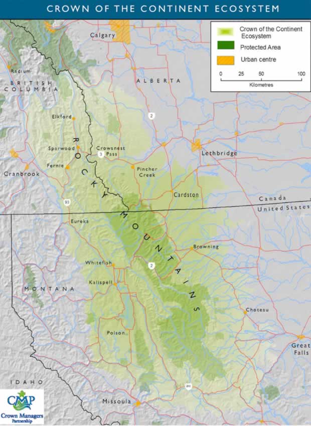 totpgraphical map of the crown area