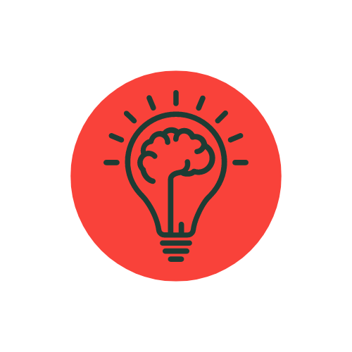 cartoon illustration of a lit lightbulb with a brain in it