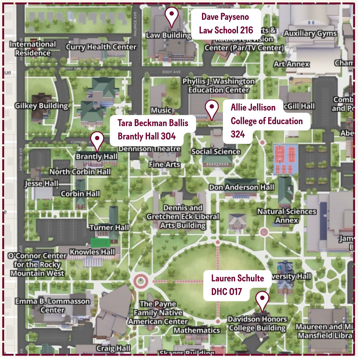 Map of the coaches locations