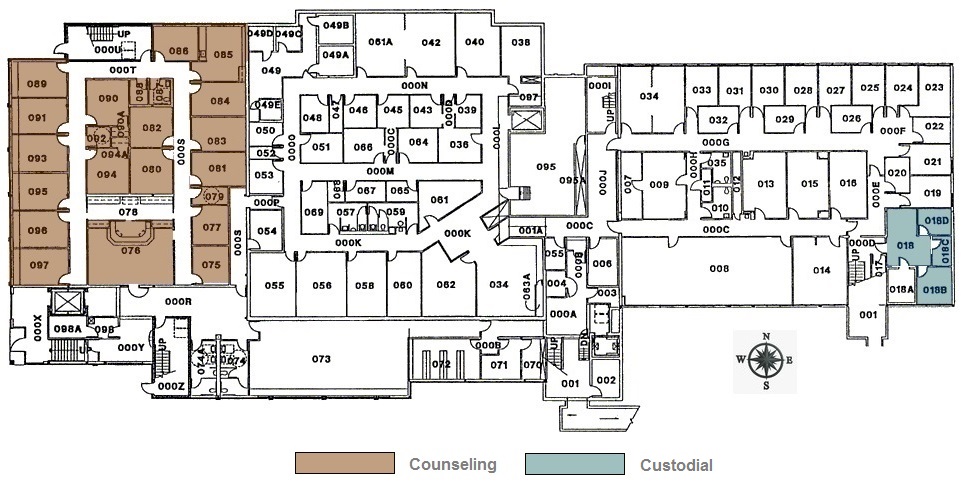 Map of Curry Health Center basement