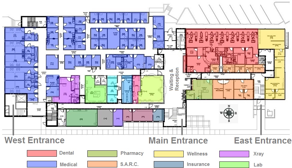 Map of Curry Health Center main floor