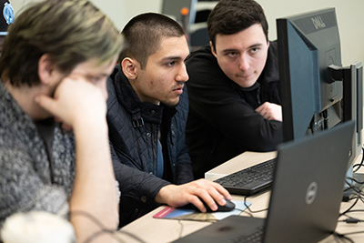 Students working on computers