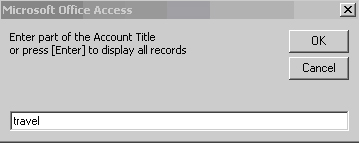 Account Title Popup