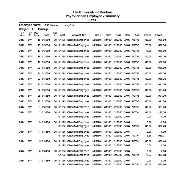 example of a payroll for an employee summary report