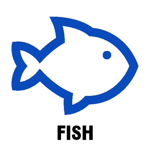 Blue fish icon with the word “FISH” below it.