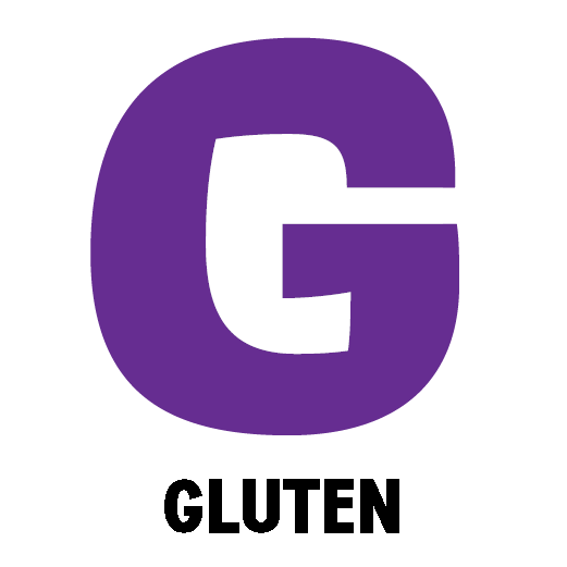 Gluten logo with a large purple letter G above the word “GLUTEN.”