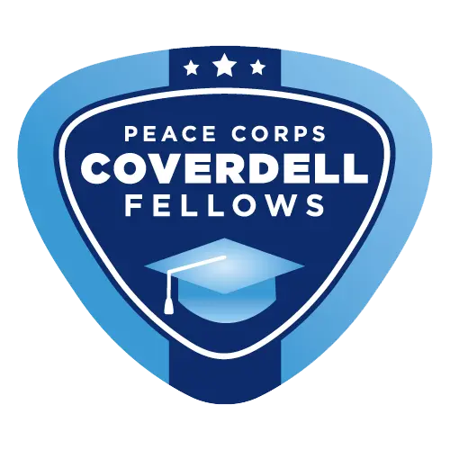 Peace Corps Coverdell Fellows logo with a graduation cap icon.