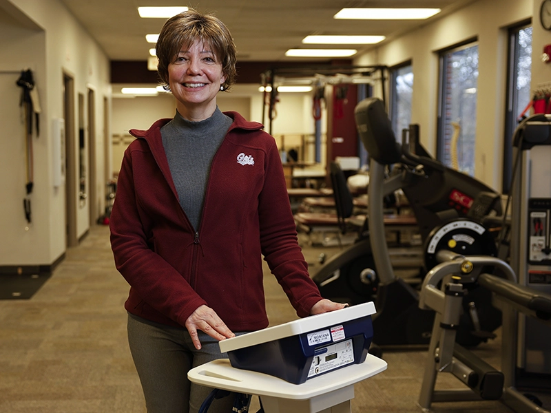 Sue Ostertag in physical therapy room