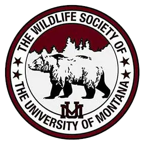 Logo of the Wildlife Society of the University of Montana featuring a bear and a forest backdrop.