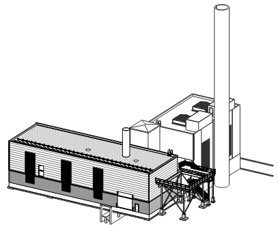 line drawing of outside of upgraded power plant